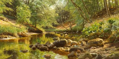 Ruscello soleggiato nel bosco da Peder Monsted