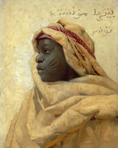 Ritratto di un nubiano (olio su pannello) da Peder Monsted