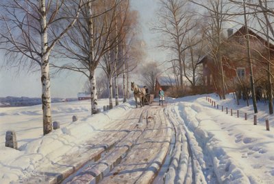 Giornata invernale soleggiata a Vestanvik vicino a Leksand, Dalarna da Peder Monsted