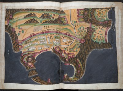 Piano o vista di Mascate [Muscat], c.1635 (pigmento su carta) da Pedro Barretto de Resende