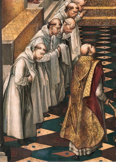 Apparizione della Vergine alla comunità dei monaci domenicani (dettaglio) da Pedro Berruguete