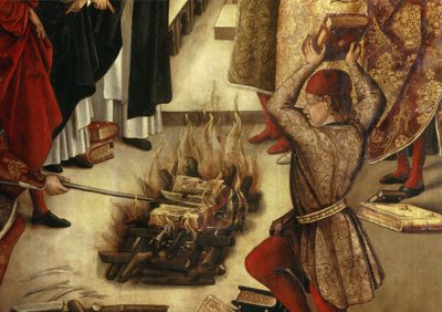Dettaglio di San Domenico e gli Albigesi (Il miracolo di Fanjeaux) (dettaglio) da Pedro Berruguete