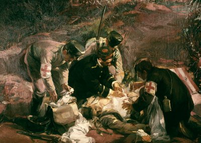 Donazione di sangue. Feriti di guerra soccorsi dai volontari della Croce Rossa da Pedro Ferrer Calatayud