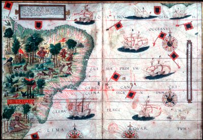 Mappa del Brasile dei navigatori portoghesi Pedro Reinel e Lopo Homen, ca. 1525 da Pedro Reinel