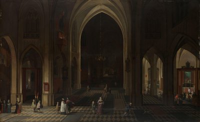 Interno di una chiesa gotica di notte guardando verso est da Peeter Neeffs (I)