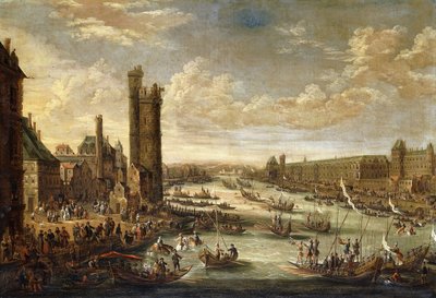Una vista di Parigi verso il Louvre e la Tour de Nesle, 1671-77 da Peeter or Pieter Bout