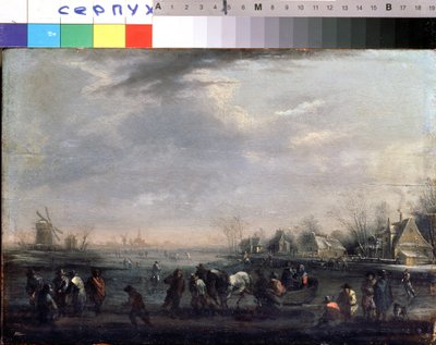 Paesaggio invernale con pattinatori da Peeter or Pieter Bout