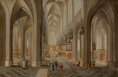 Cattedrale di Anversa, 1650-1655 circa (olio su rame) da Peeter the elder & Vrancx Sebastian (1573-1647) Neeffs