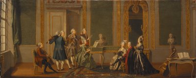 Interno in stile gustaviano con una festa musicale da Pehr Hilleström