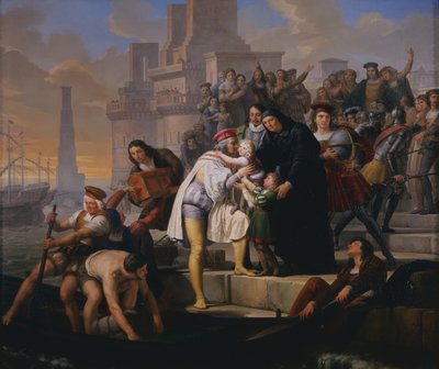 Cristoforo Colombo si prepara a salpare per le Americhe da Pelagio Palagi