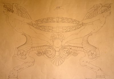 Disegno di sgabello a forma di zoccolo con gambe, c.1837 (disegno) da Pelagio Palagi