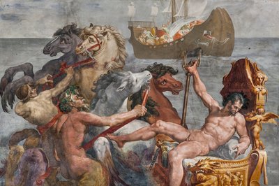 Nettuno e la nave di Ulisse, (dettaglio) dalla Sala di Polifemo da Pellegrino Tibaldi