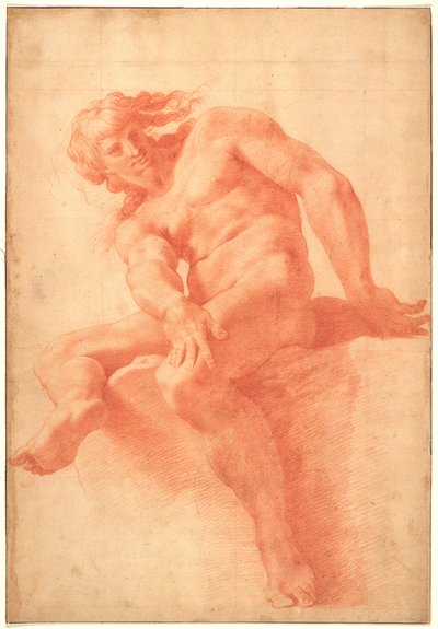 Giovane uomo nudo seduto da Pellegrino Tibaldi