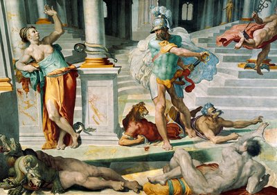 Ulisse e la Maga Circe, di Pellegrino Tibaldi, circa 1550, affresco da Pellegrino Tibaldi