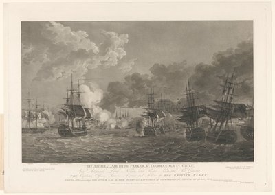 Vista della battaglia navale di Copenaghen, 1801 da Peltro William Tomkins