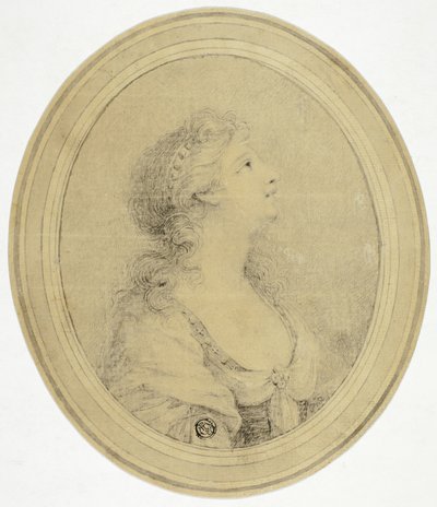 Ritratto a mezzo busto di donna di profilo, rivolta a destra da Peltro William Tomkins