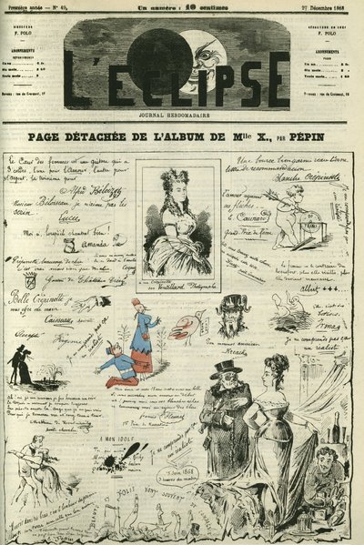 Pagina staccata di Mademoiselle X. Copertina in "L