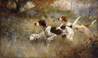 I tre setter, Bob, Bill e Ginger su un triplo punto da Percival Leonard Rosseau