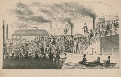 Molo di Hungerford durante le ore del servizio divino da Percy Cruikshank
