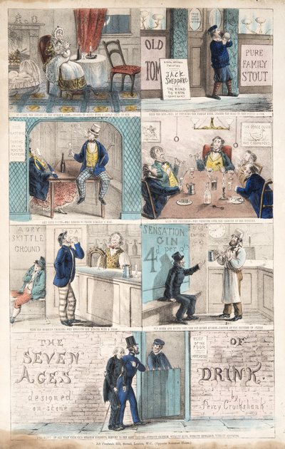 Le sette età del bere, pub.c. 1872 da Percy Cruikshank