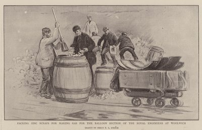Imballaggio di Rottami di Zinco per la Produzione di Gas per la Sezione Palloni dei Royal Engineers a Woolwich da Percy F.S. Spence