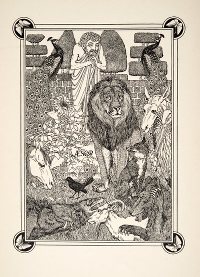 Frontespizio, da Cento favole di Esopo, pub.1903 da Percy J. Billingshurst