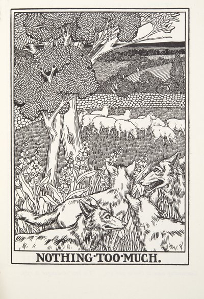 Niente di troppo, da Favole di Fontaine, pub. 1905 (incisione) da Percy J. Billingshurst