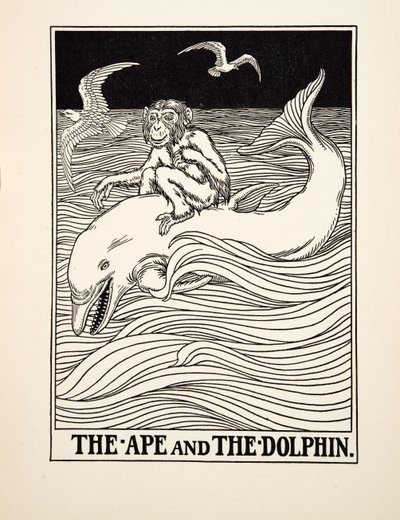 La Scimmia e il Delfino, da Cento Favole di Esopo, pub.1903 da Percy J. Billingshurst