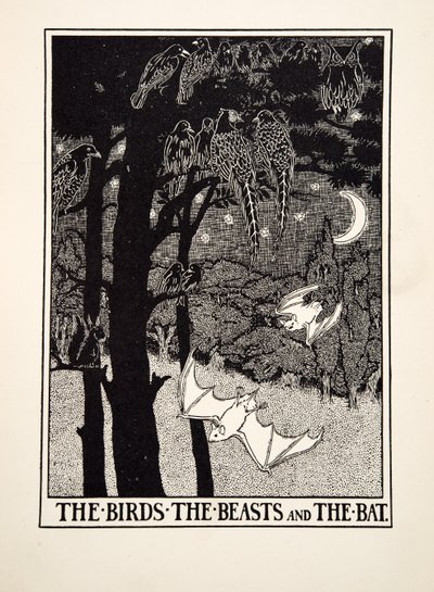 Gli Uccelli, le Bestie e il Pipistrello, da Cento Favole di Esopo, pub.1903 (incisione) da Percy J. Billingshurst
