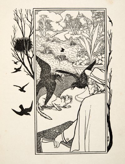 Il gatto e i corvi, da A Hundred Anecdotes of Animals, pub. 1924 da Percy J. Billingshurst