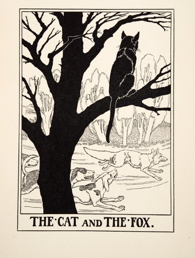 Il Gatto e la Volpe, da Cento Favole di Esopo, pub.1903 (incisione) da Percy J. Billingshurst