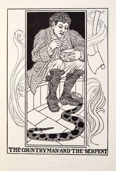 Il contadino e il serpente, dalle Favole di Fontaine da Percy J. Billingshurst