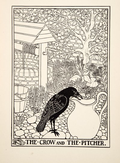 Il Corvo e la Brocca, da Cento Favole di Esopo, pub.1903 da Percy J. Billingshurst