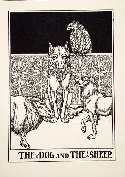 Il cane e la pecora, da Cento favole di Esopo, pub.1903 da Percy J. Billingshurst