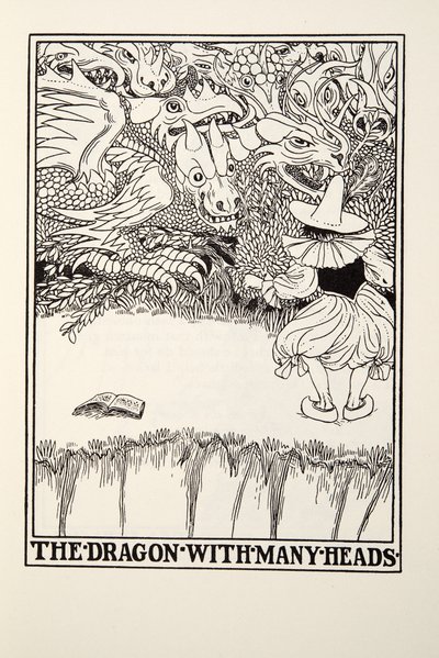 Il Drago con Molte Teste, da Fontaine Fables, pub. 1905 da Percy J. Billingshurst