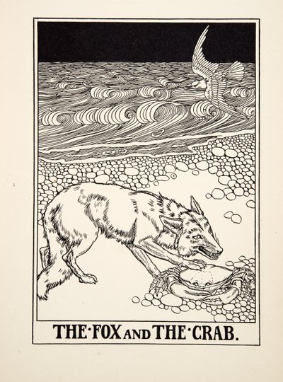 La volpe e il granchio, da Cento favole di Esopo, pub.1903 da Percy J. Billingshurst