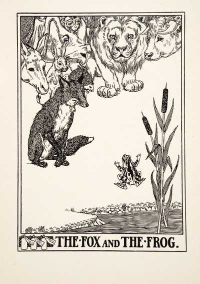 La Volpe e la Rana, da Cento Favole di Esopo, pub.1903 (incisione) da Percy J. Billingshurst