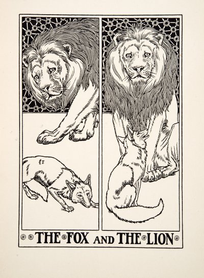 La Volpe e il Leone, da Cento Favole di Esopo, pub. 1903 da Percy J. Billingshurst