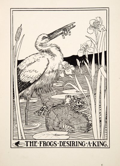 Le rane che desiderano un re, da Cento favole di Esopo, pub.1903 da Percy J. Billingshurst