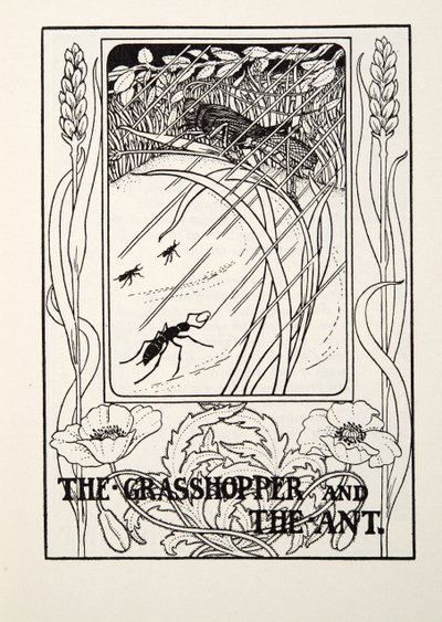 La cicala e la formica, dalle Favole di Fontaine, pub. 1905 da Percy J. Billingshurst