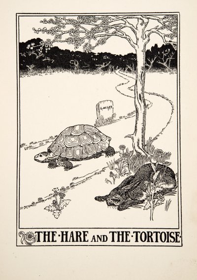 La Lepre e la Tartaruga, da Cento Favole di Esopo, pub.1903 da Percy J. Billingshurst