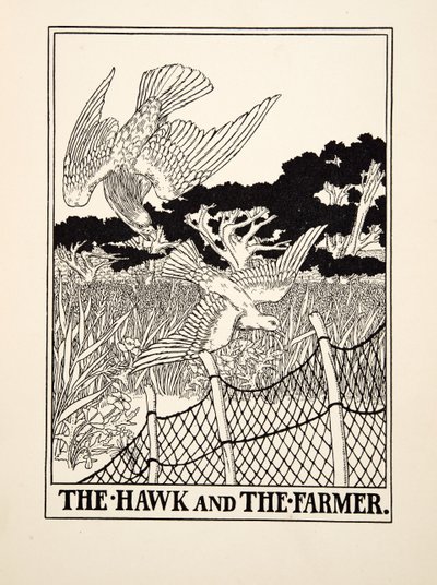 Il Falco e il Contadino, da Cento Favole di Esopo, pub. 1903 da Percy J. Billingshurst