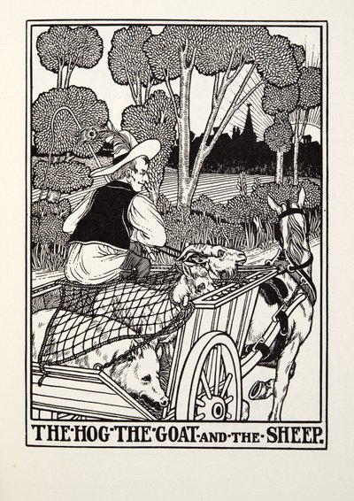 Il maiale, la capra e la pecora, dalle Favole di Fontaine da Percy J. Billingshurst