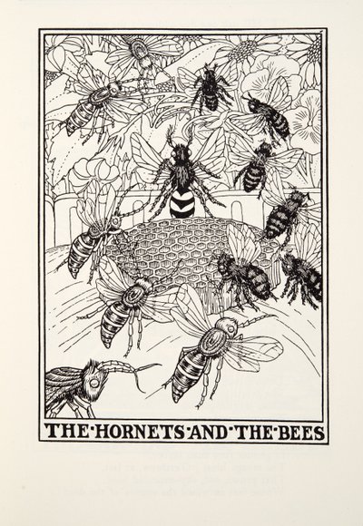I calabroni e le api, da Favole di Fontaine, pub. 1905 (incisione) da Percy J. Billingshurst