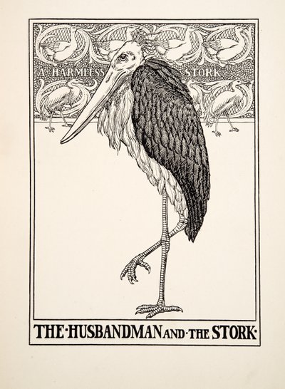 Il Contadino e la Cicogna, da Cento Favole di Esopo, pub.1903 da Percy J. Billingshurst