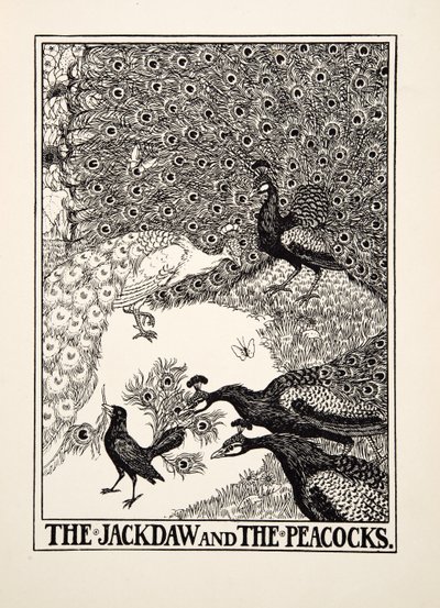 La taccola e i pavoni, da Cento favole di Esopo, pub.1903 da Percy J. Billingshurst