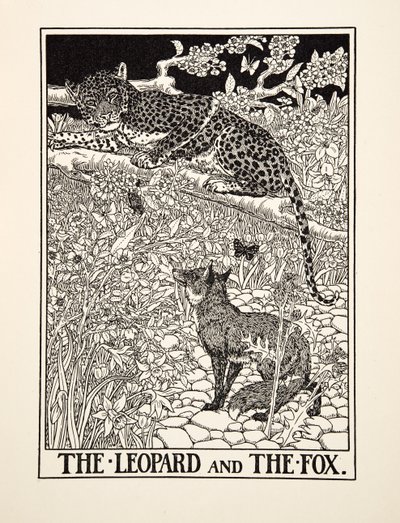 Il Leopardo e la Volpe, da Cento Favole di Esopo, pub.1903 da Percy J. Billingshurst