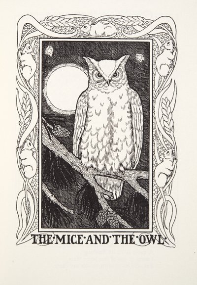 I topi e il gufo, da Fontaine Fables, pub. 1905 da Percy J. Billingshurst