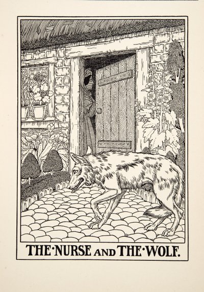 La Nutrice e il Lupo, da Cento Favole di Esopo, pub.1903 da Percy J. Billingshurst