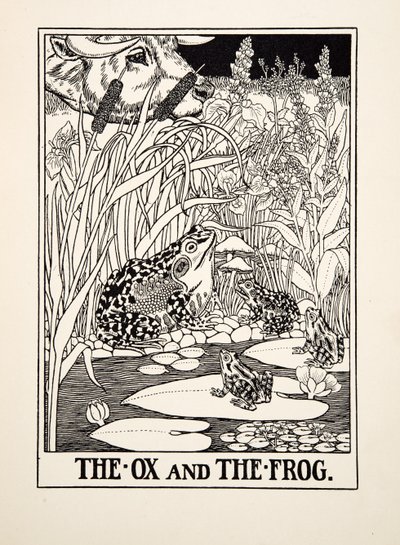 Il bue e la rana, da Cento favole di Esopo, pub.1903 da Percy J. Billingshurst